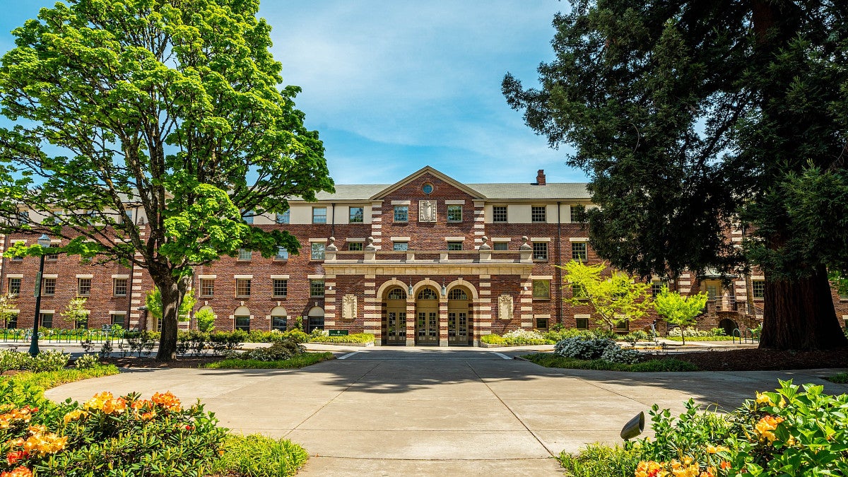 bright photo of straub hall for linguistics department and linguistic fellow awards