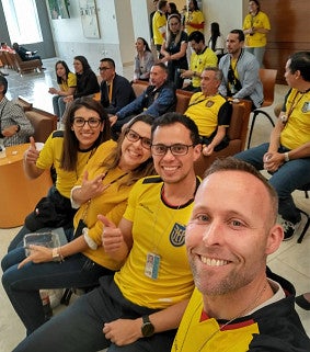 group of people at a world cup watch party